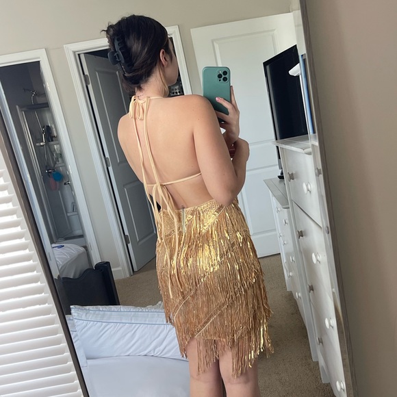 SHEIN Dresses Gold Fringe Dress Poshmark